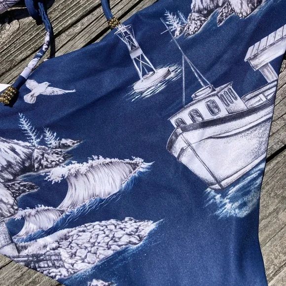 NWT Beaded Nautical Set - AGUA BENDITA Mia Proa Bikini Top & Eda Bottoms -M - Picture 2 of 16